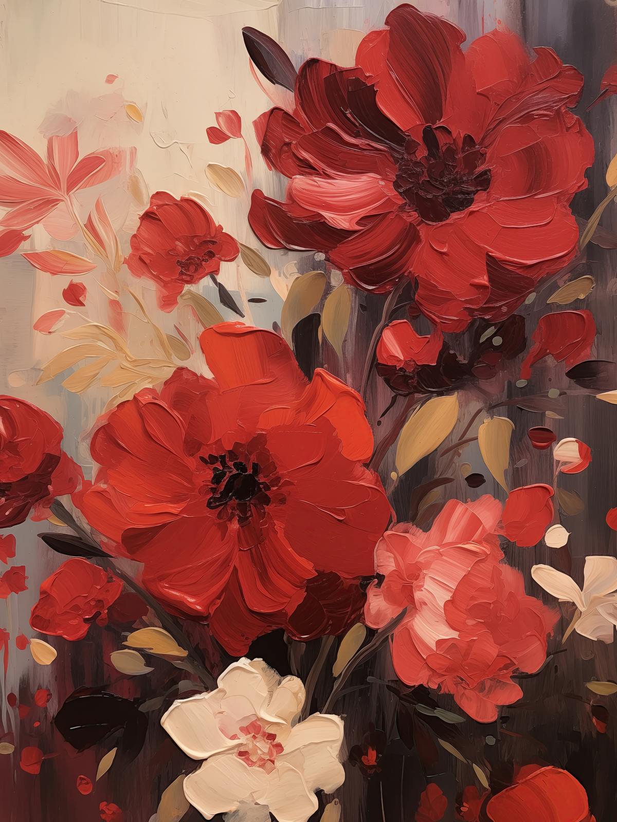 Plakat - Rød Blomsterkunst