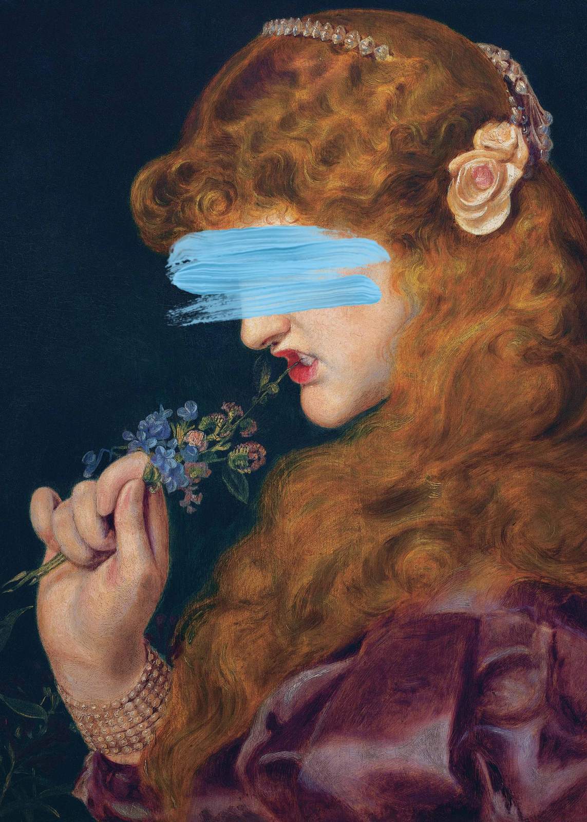 Poster - Malet dame med maske