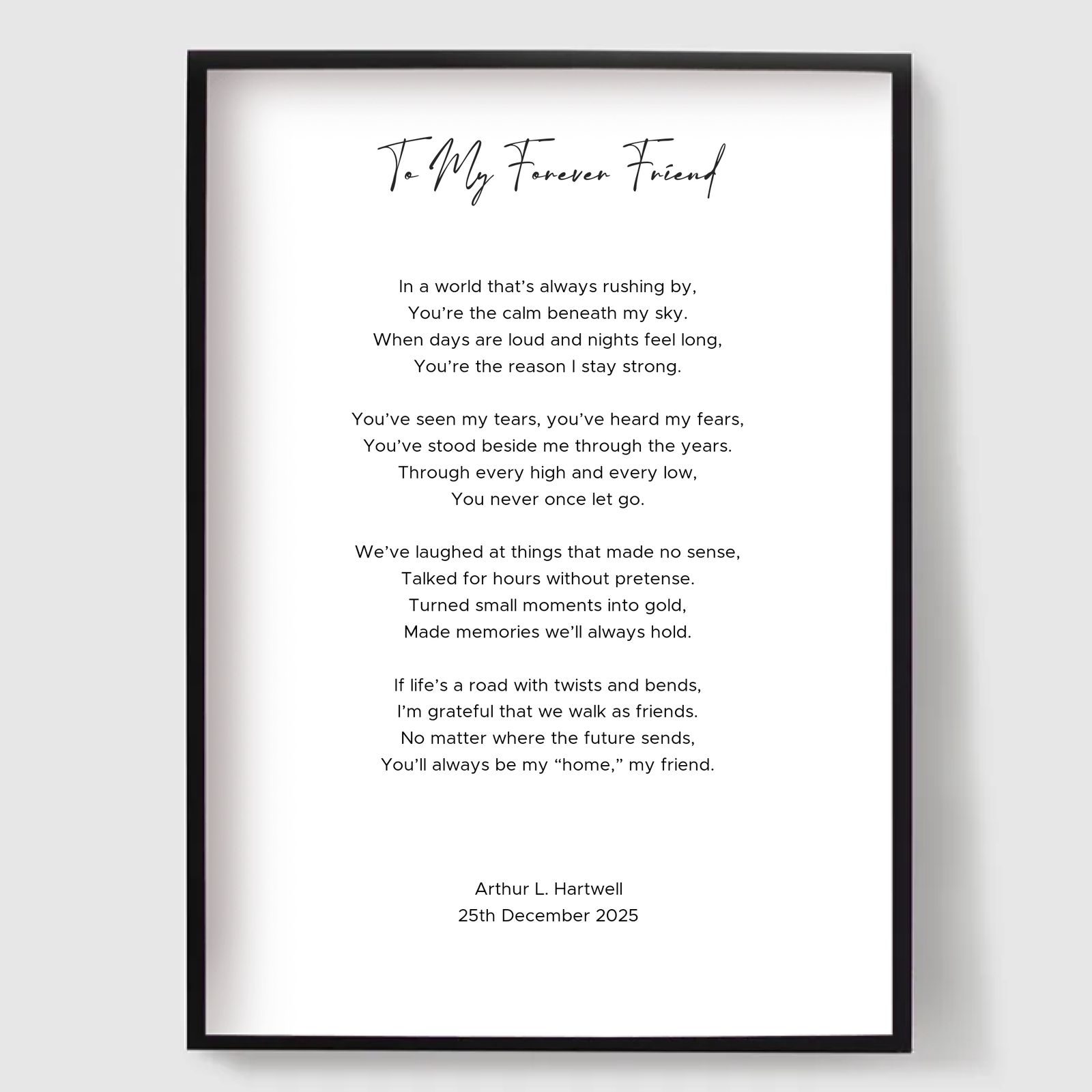 Namly Design Plakat - Til Min Evige Ven