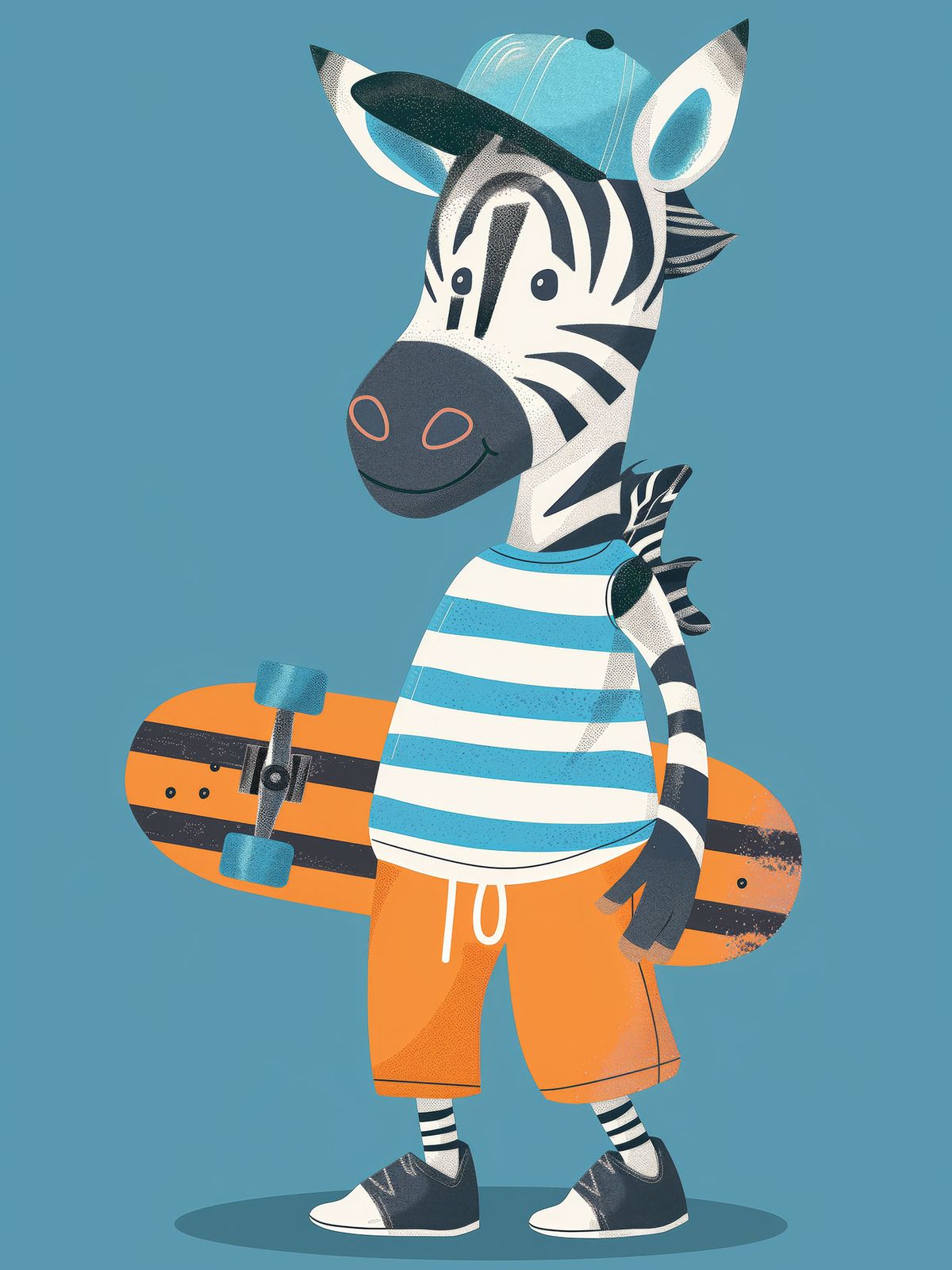 Plakat - Zebra med Skateboard