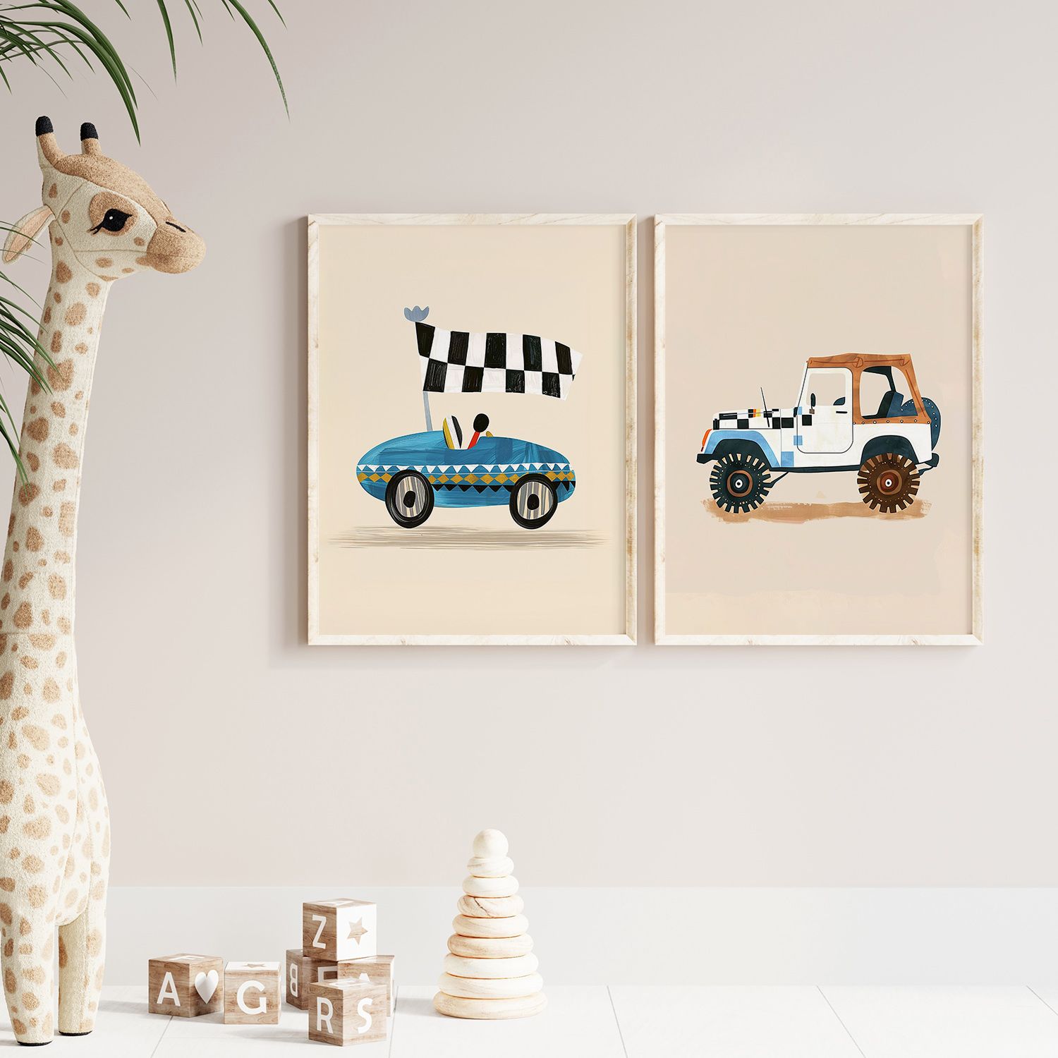 Plakat - Vintage Bilserie / Sæt af 2