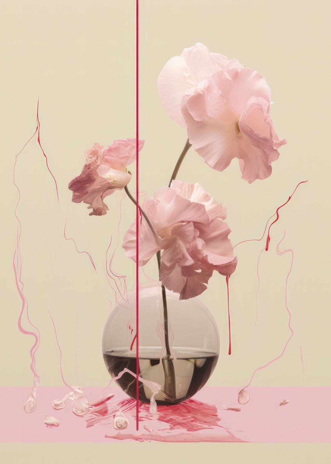 Plakat - Pink Blomst Elegance