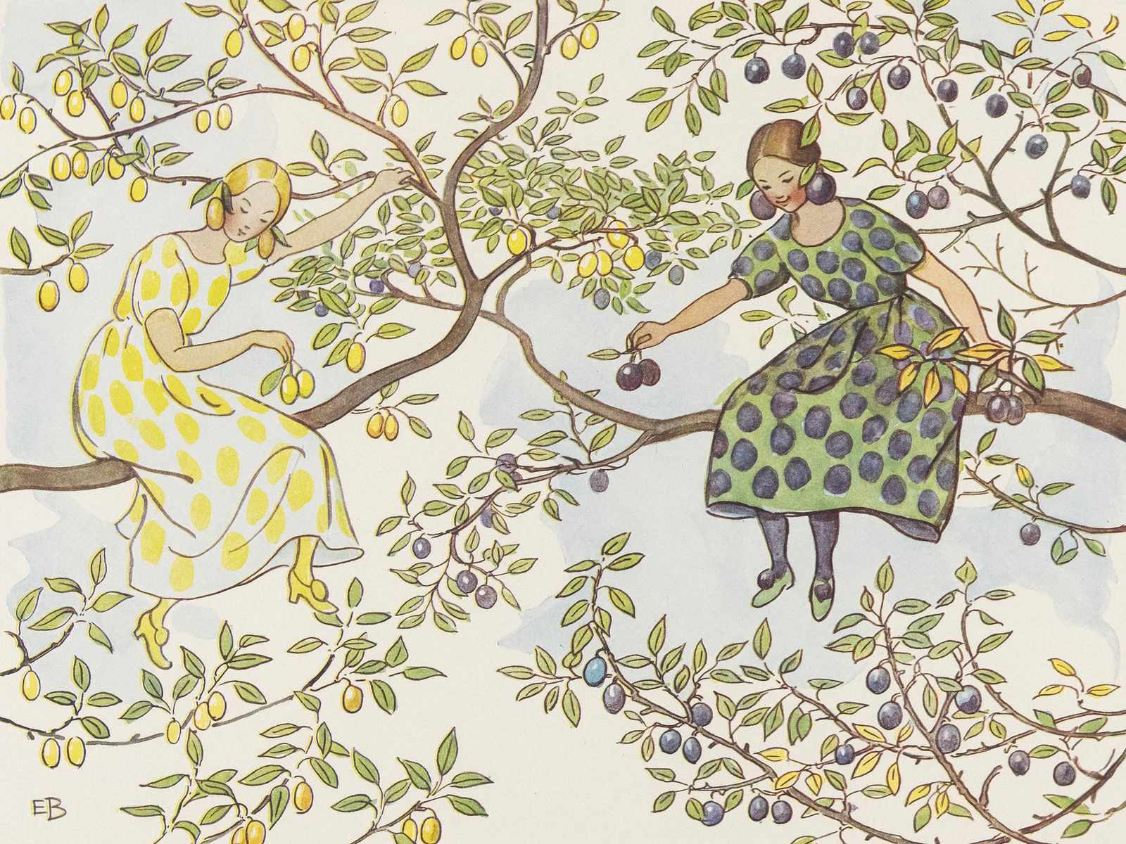 Poster - Piger Plukker Blommer