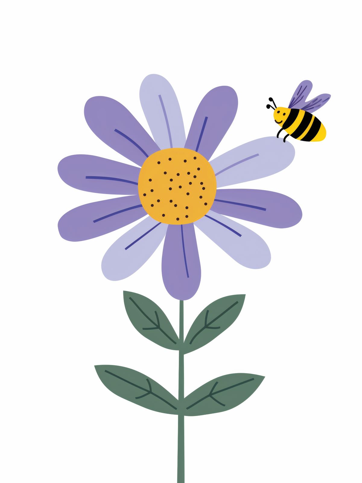 Namly Design Lilla/Gul Plakat - Blomst Og Bi