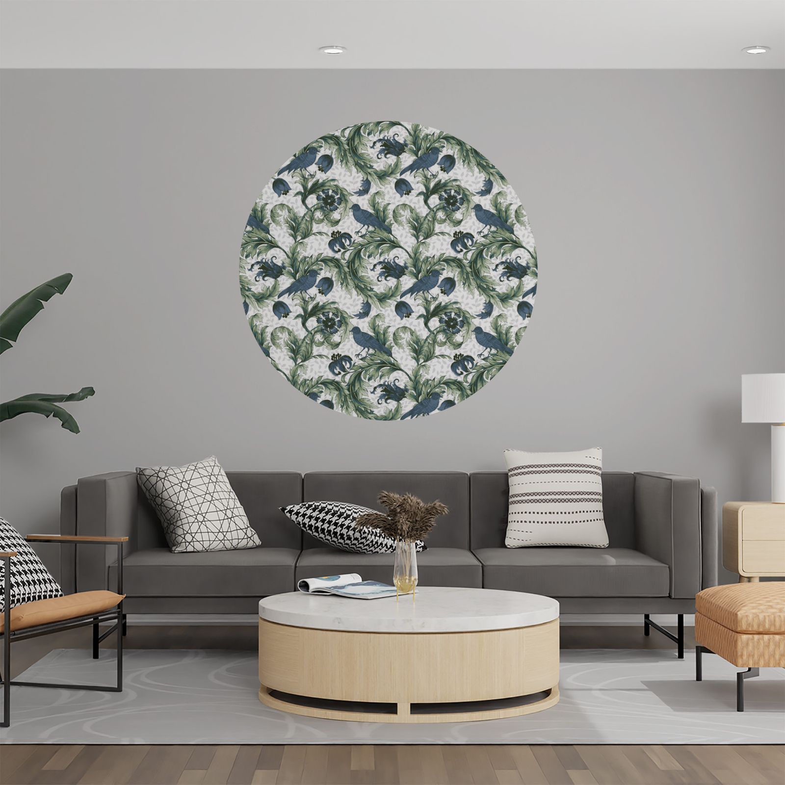 Vægklistermærke / Cirkel - Botanisk Kunst